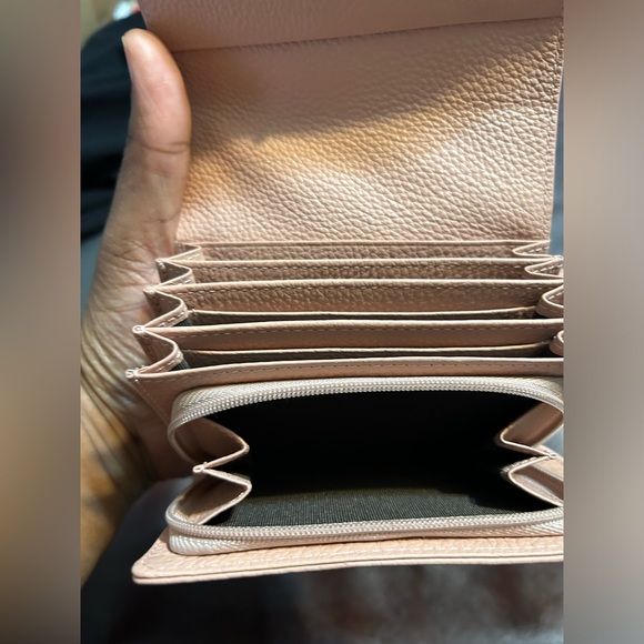 Luxury Pebbled Leather Bi Fold Wallet Beige Pink…NWOT! Please read description. - Picture 4 of 11